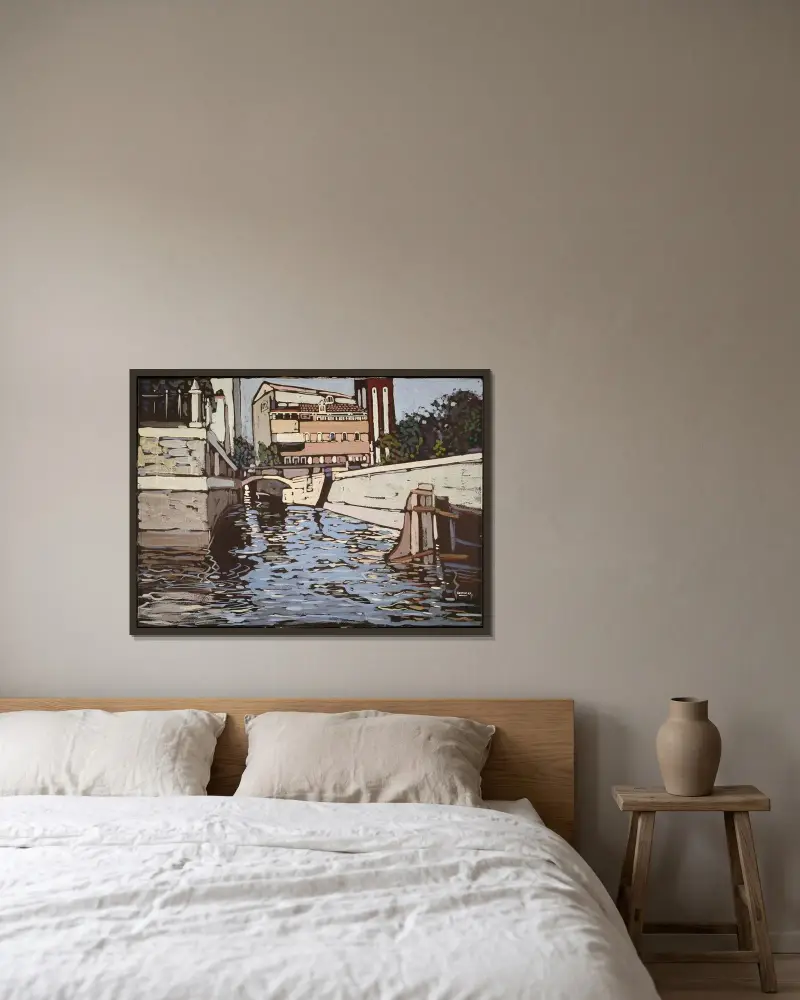Vzpomínka na Benátky 3 (Kanál), Wassily Kandinsky v rámu na stěně