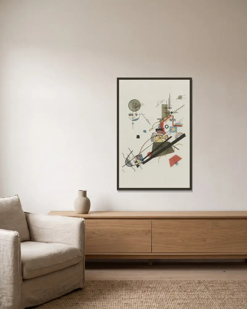 Frohlicher Augsteig av Wassily Kandinsky inramad på en vägg