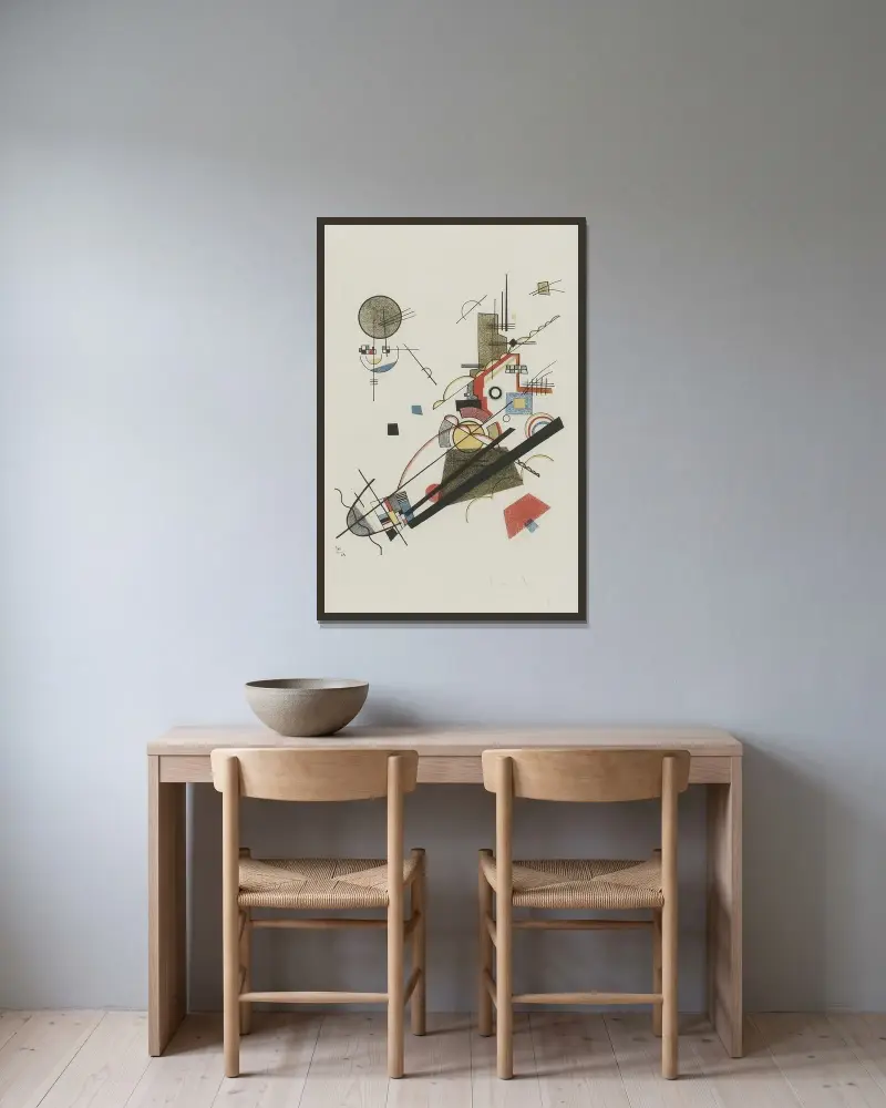 Frohlicher Augsteig av Wassily Kandinsky inramad på en vägg