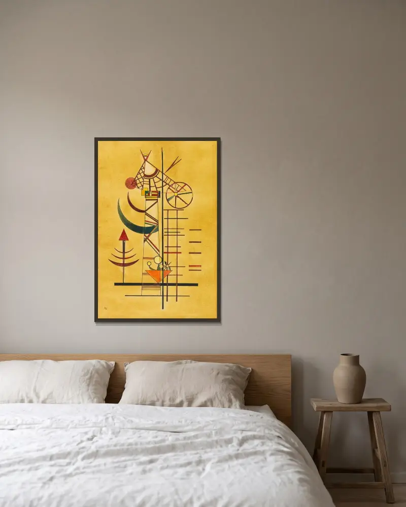 Gebogene Spitzen von Wassily Kandinsky gerahmt an einer Wand