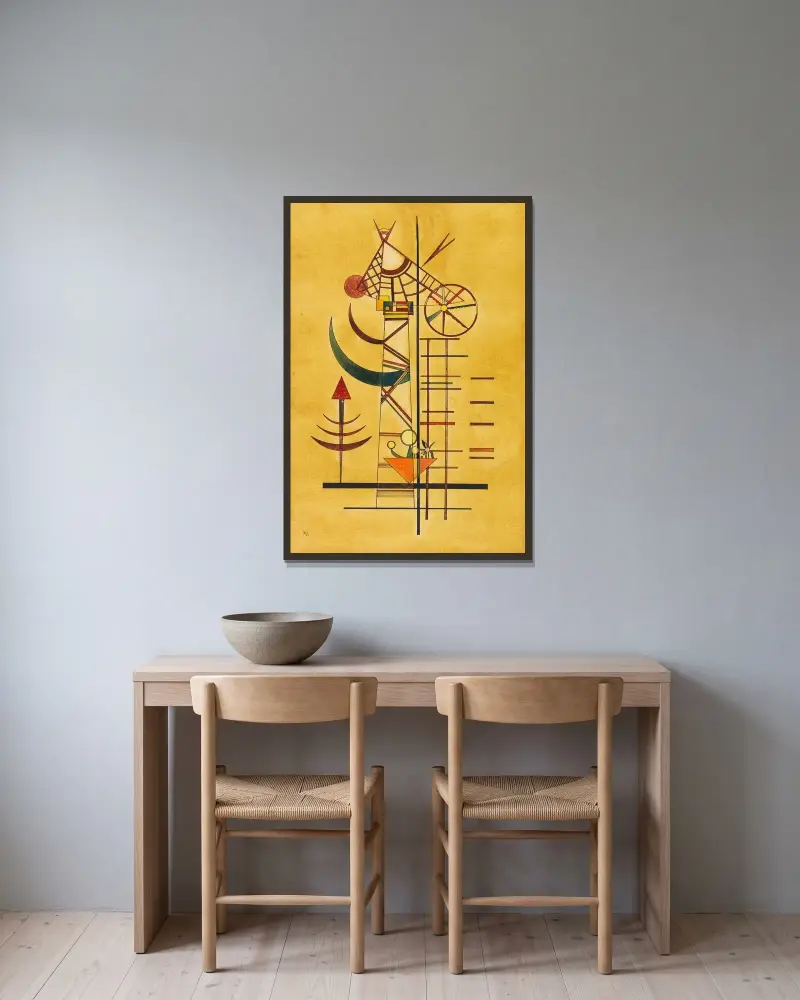 Gebogene Spitzen von Wassily Kandinsky gerahmt an einer Wand