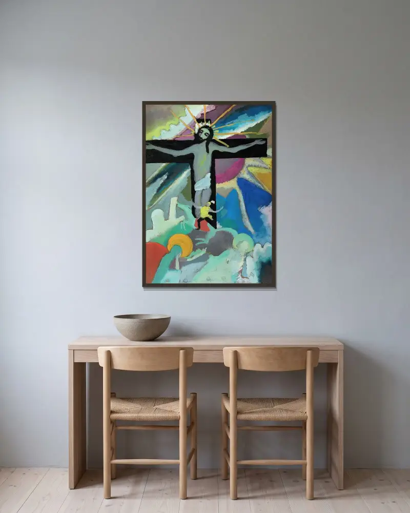Gekreuzigter Christus av Wassily Kandinsky inramad på en vägg