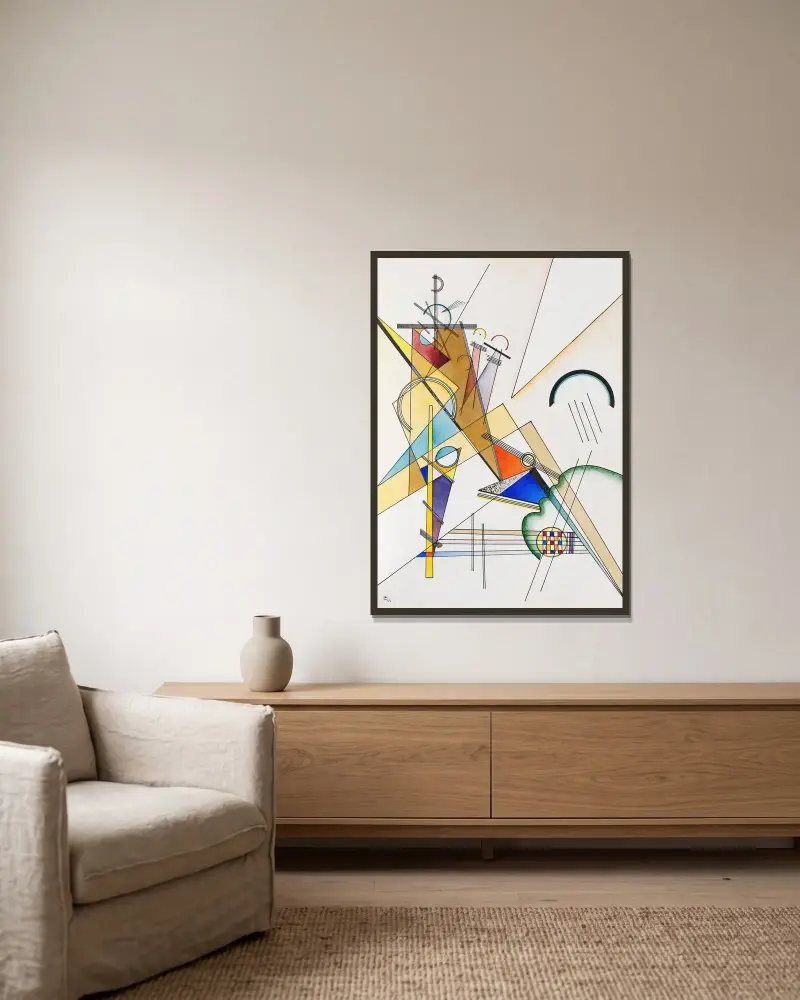 Gewebe av Wassily Kandinsky inramad på en vägg