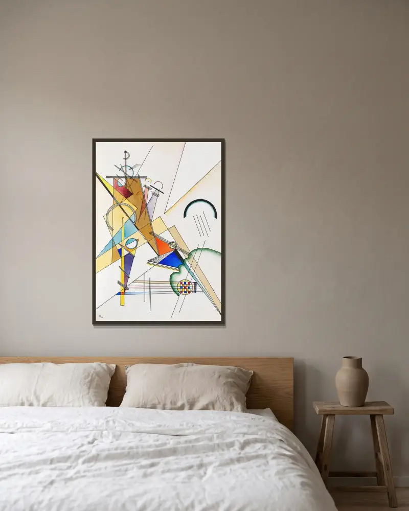 Gewebe av Wassily Kandinsky inramad på en vägg