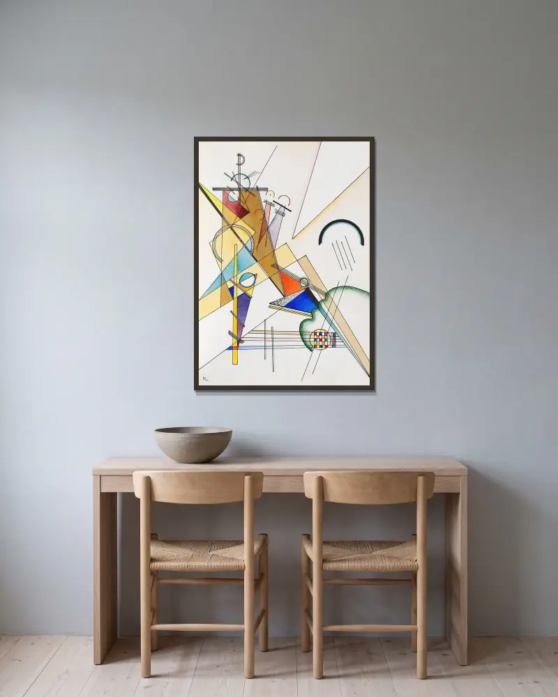 Gewebe av Wassily Kandinsky inramad på en vägg