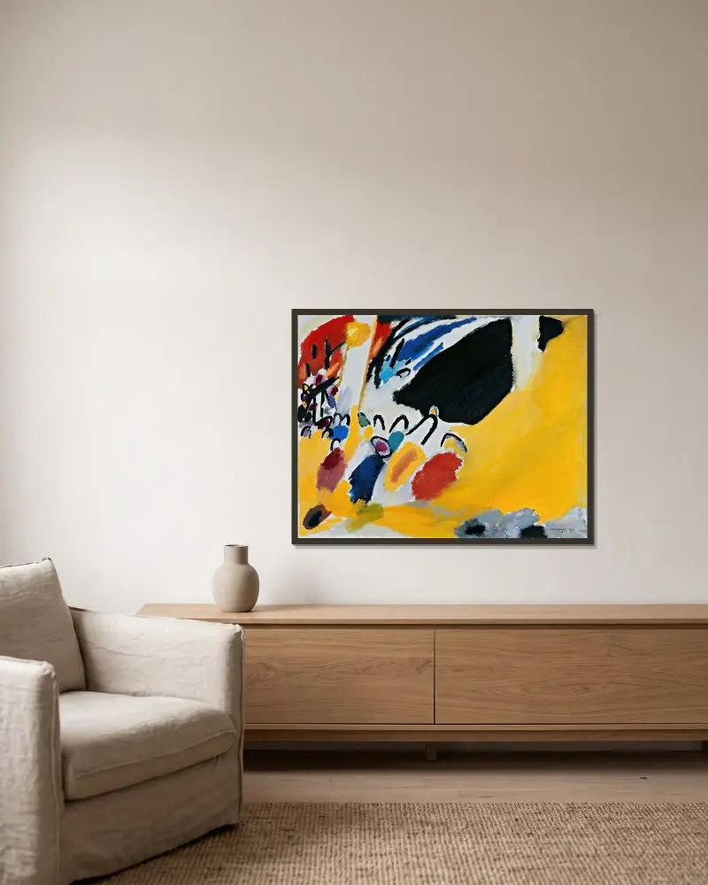 Impression III (Konzert) von Wassily Kandinsky gerahmt an einer Wand