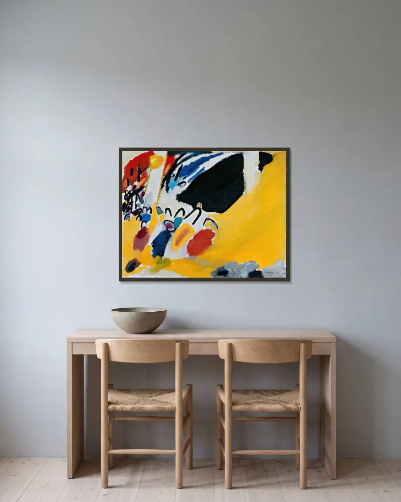 Impression III (Konzert) von Wassily Kandinsky gerahmt an einer Wand