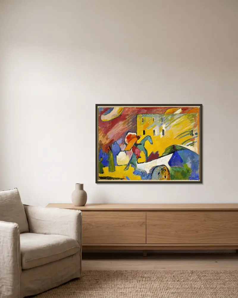 Improvisation 3 av Wassily Kandinsky inramad på en vägg
