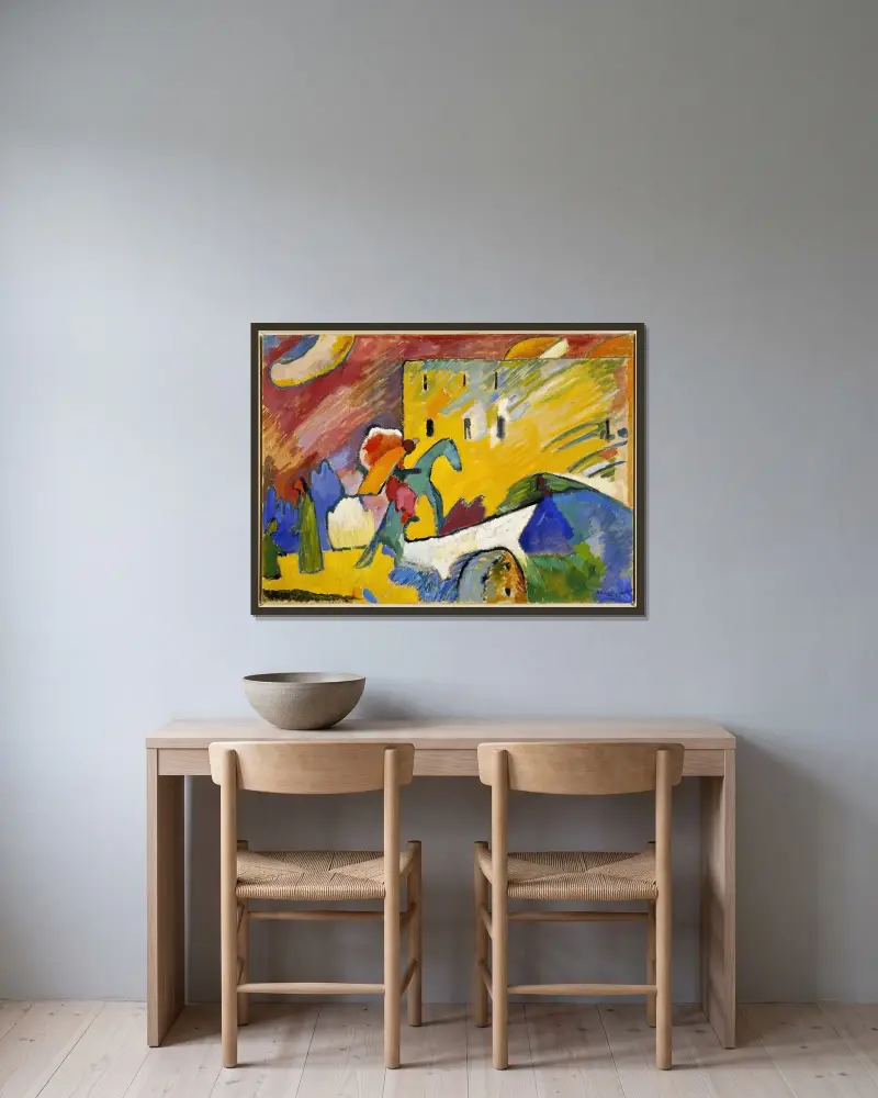 Improvisation 3 av Wassily Kandinsky inramad på en vägg