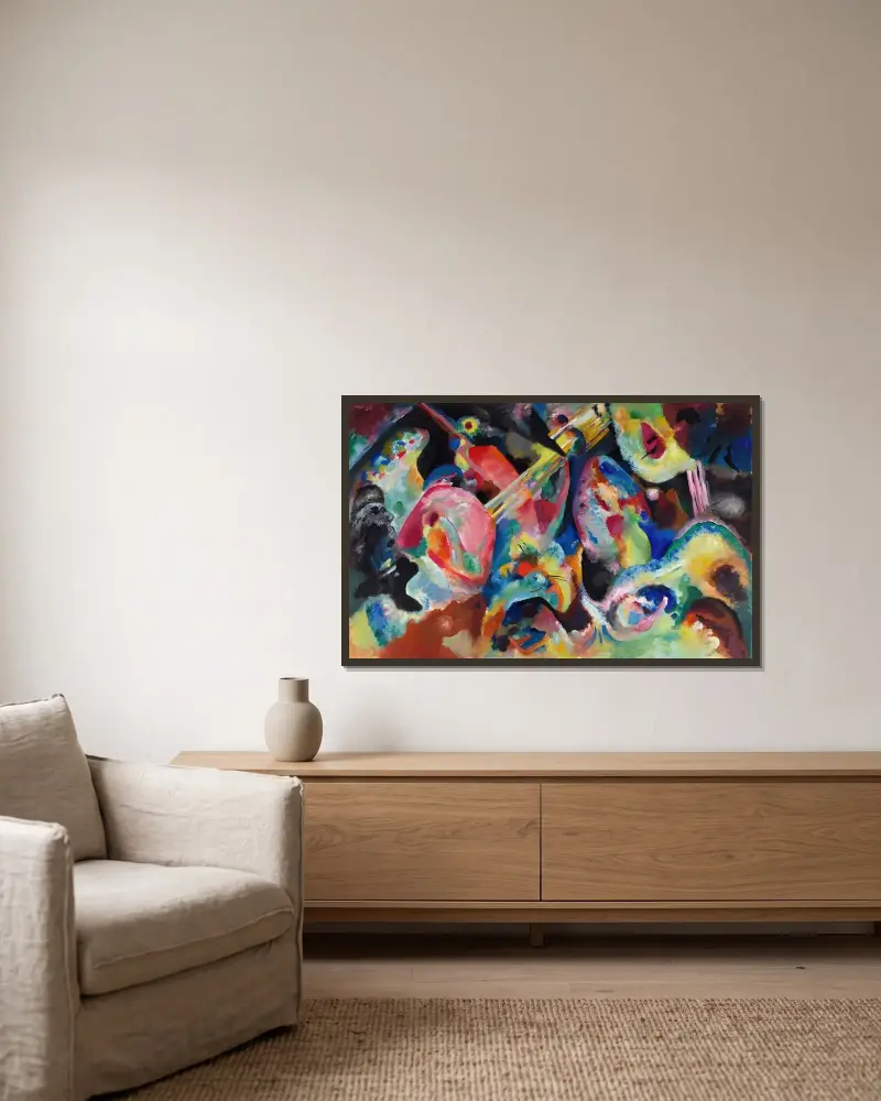 Improvisation Überschwemmung von Wassily Kandinsky gerahmt an einer Wand