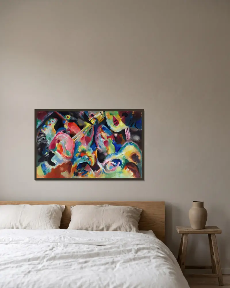 Improvisation Überschwemmung von Wassily Kandinsky gerahmt an einer Wand