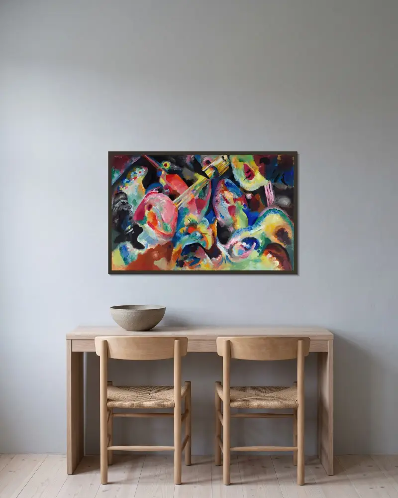 Improvisation Überschwemmung von Wassily Kandinsky gerahmt an einer Wand