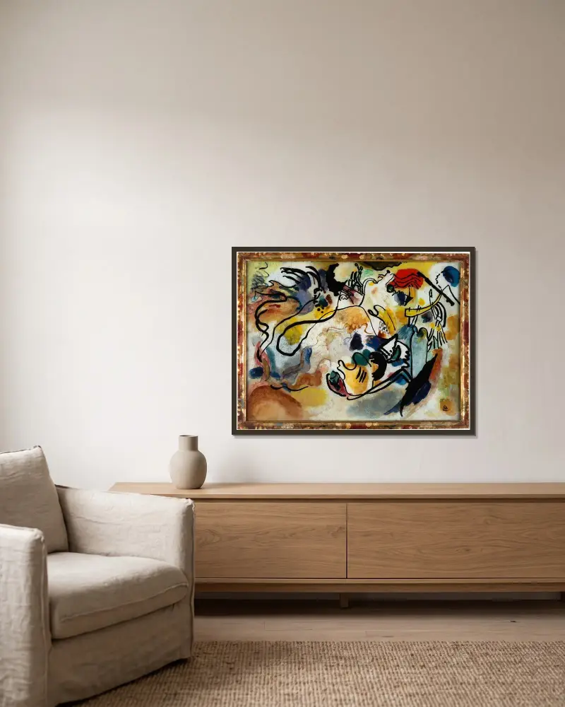 Jüngster Tag (The Day of the Last Judgement) av Wassily Kandinsky inramad på en vägg