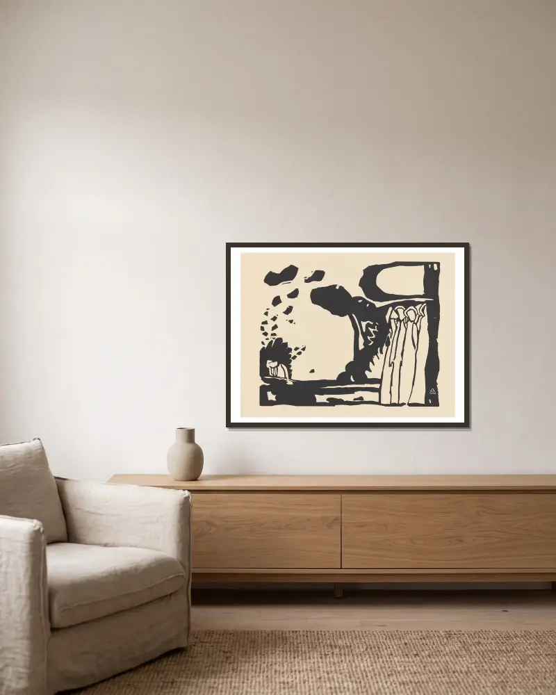 Klänge, plansch 10 av Wassily Kandinsky inramad på en vägg