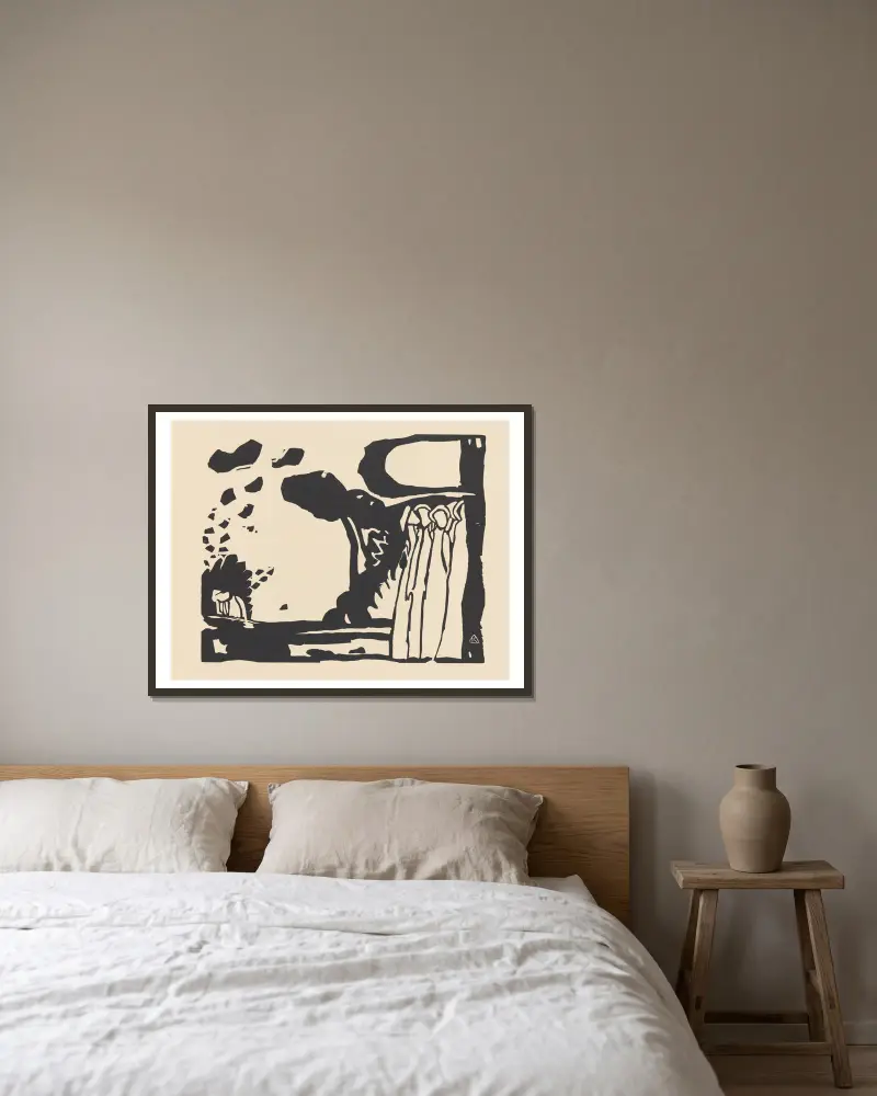 Klänge, plansch 10 av Wassily Kandinsky inramad på en vägg