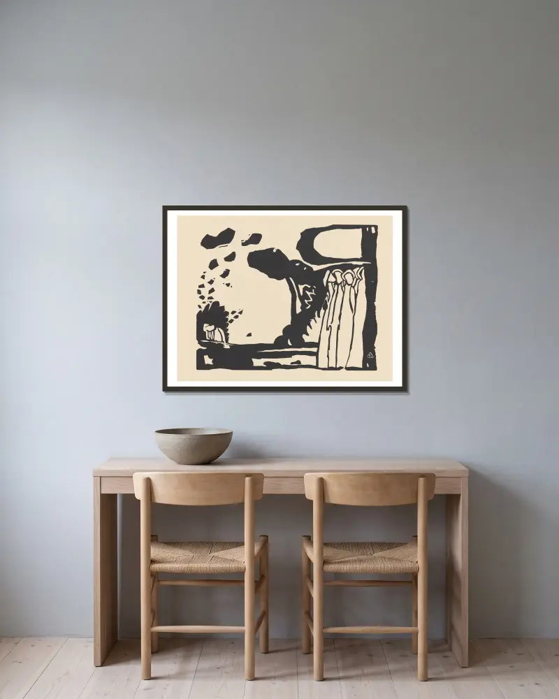 Klänge, plansch 10 av Wassily Kandinsky inramad på en vägg