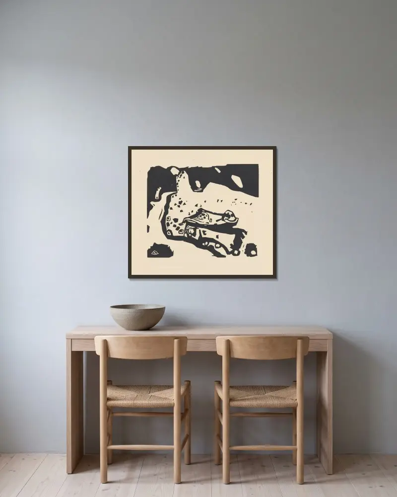 Klänge Pl.14 av Wassily Kandinsky inramad på en vägg