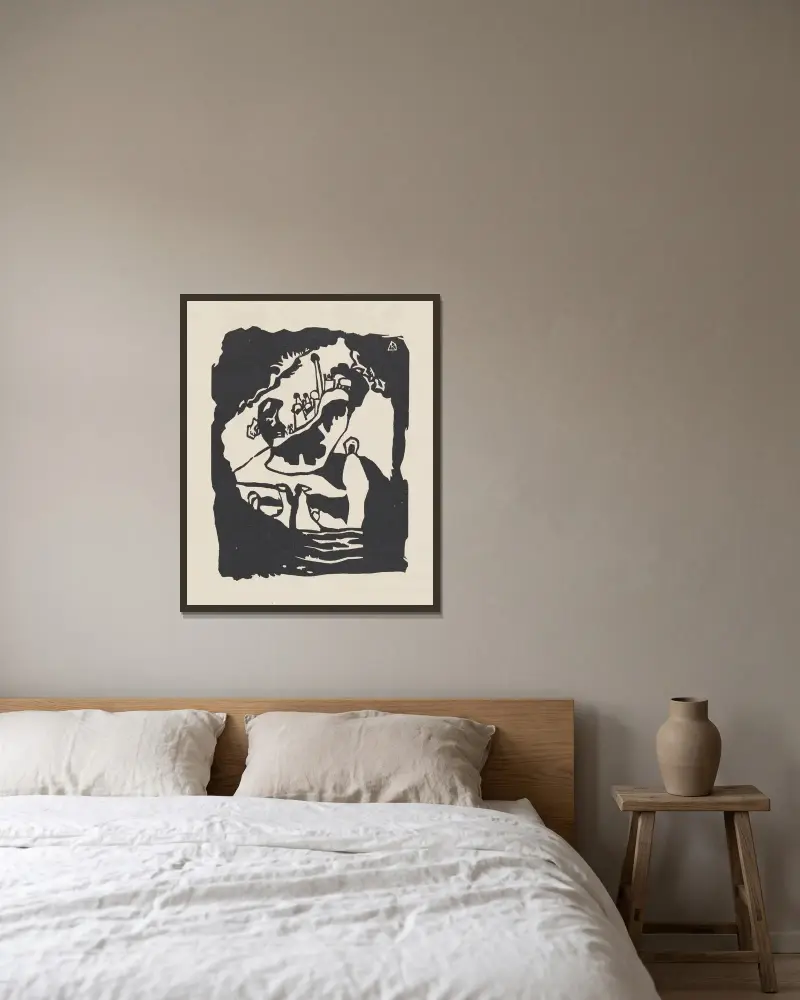 Zvuky, list 17, Wassily Kandinsky v rámu na stěně
