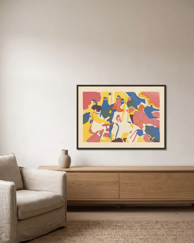 Klänge, plansch 19 av Wassily Kandinsky inramad på en vägg