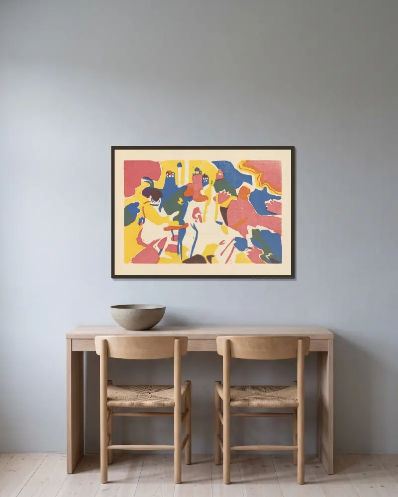Klänge, plansch 19 av Wassily Kandinsky inramad på en vägg