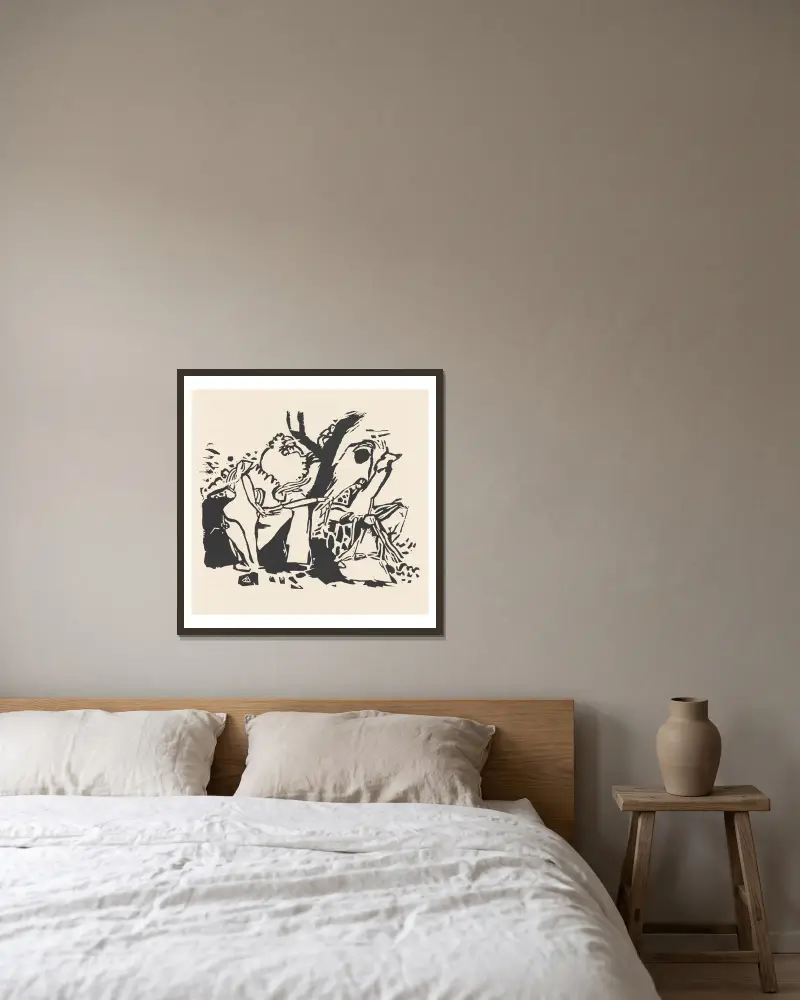 Zvuky, list 21, Wassily Kandinsky v rámu na stěně