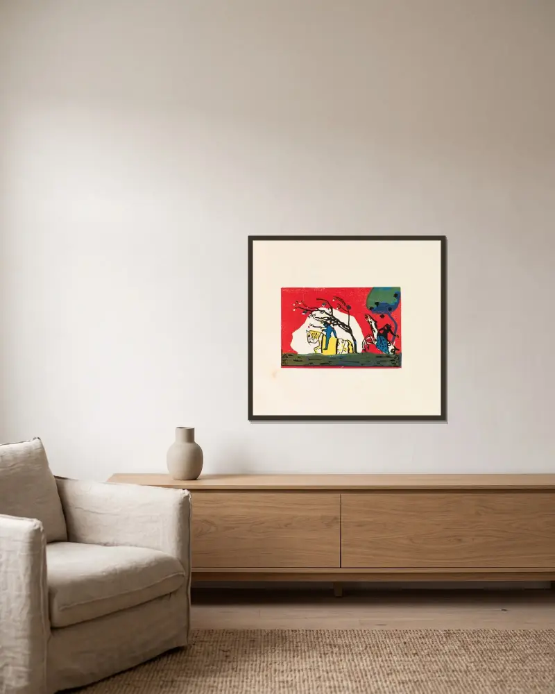 Klänge av Wassily Kandinsky inramad på en vägg