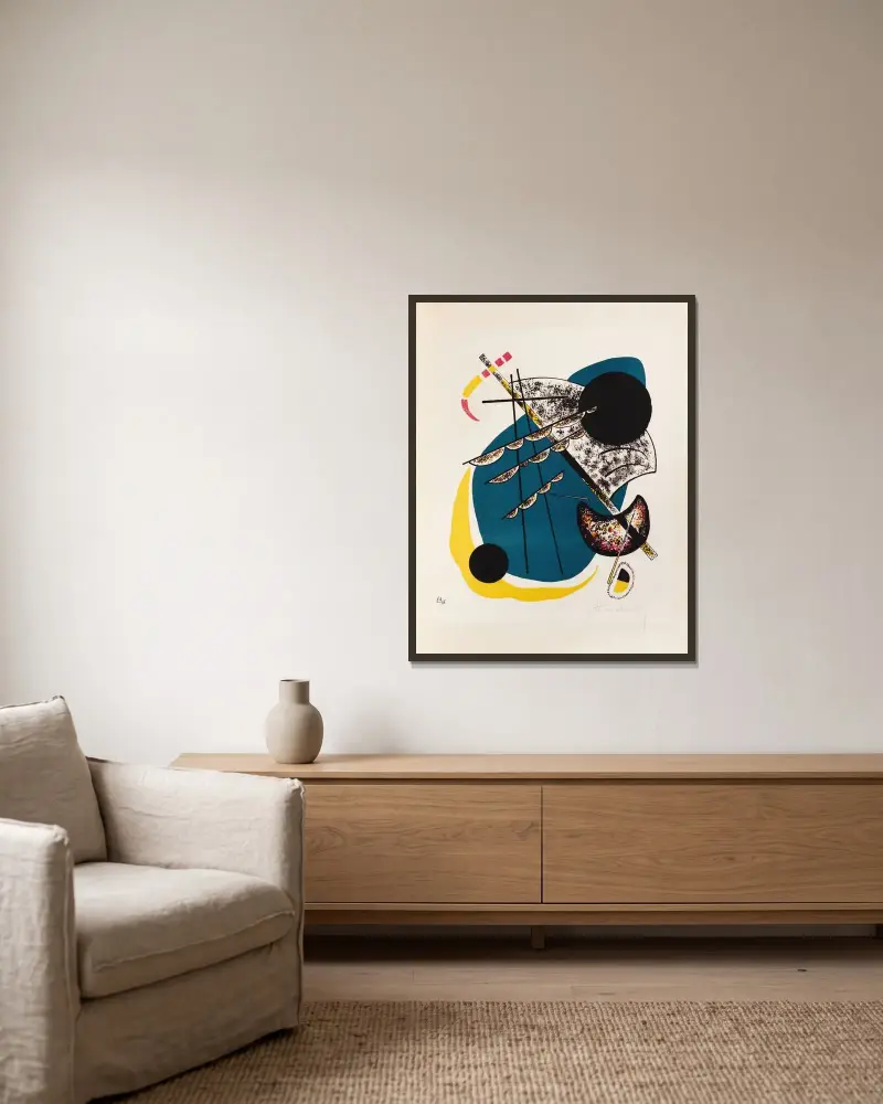 Kleine Welten (Small Worlds) II av Wassily Kandinsky inramad på en vägg