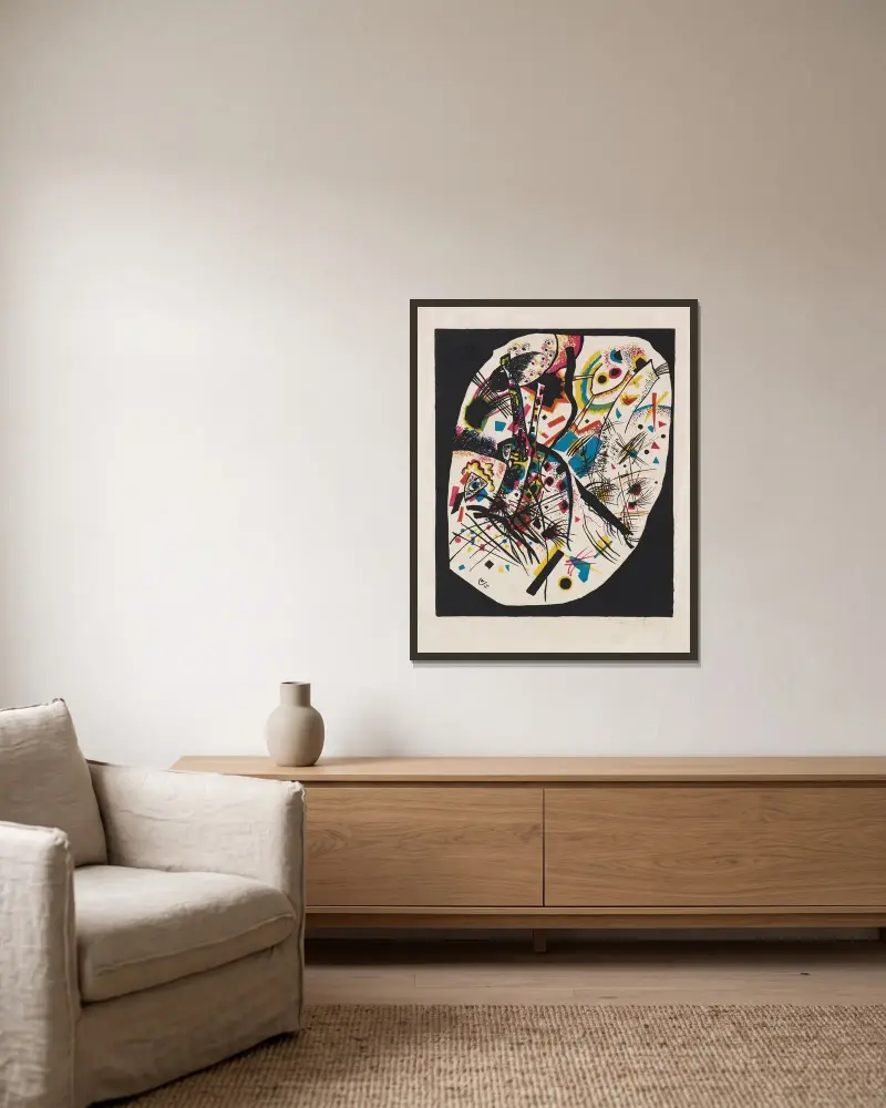 Små världar III, 1922 – nr 1 av Wassily Kandinsky inramad på en vägg