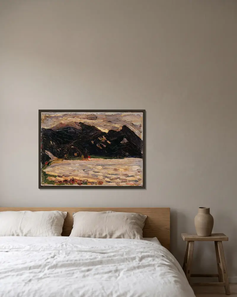 Kochel, sjön och Herzogstand av Wassily Kandinsky inramad på en vägg