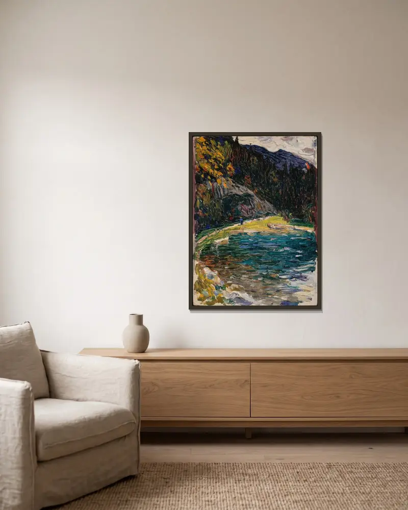 Kochel, gamla Kesselbergstrasse av Wassily Kandinsky inramad på en vägg