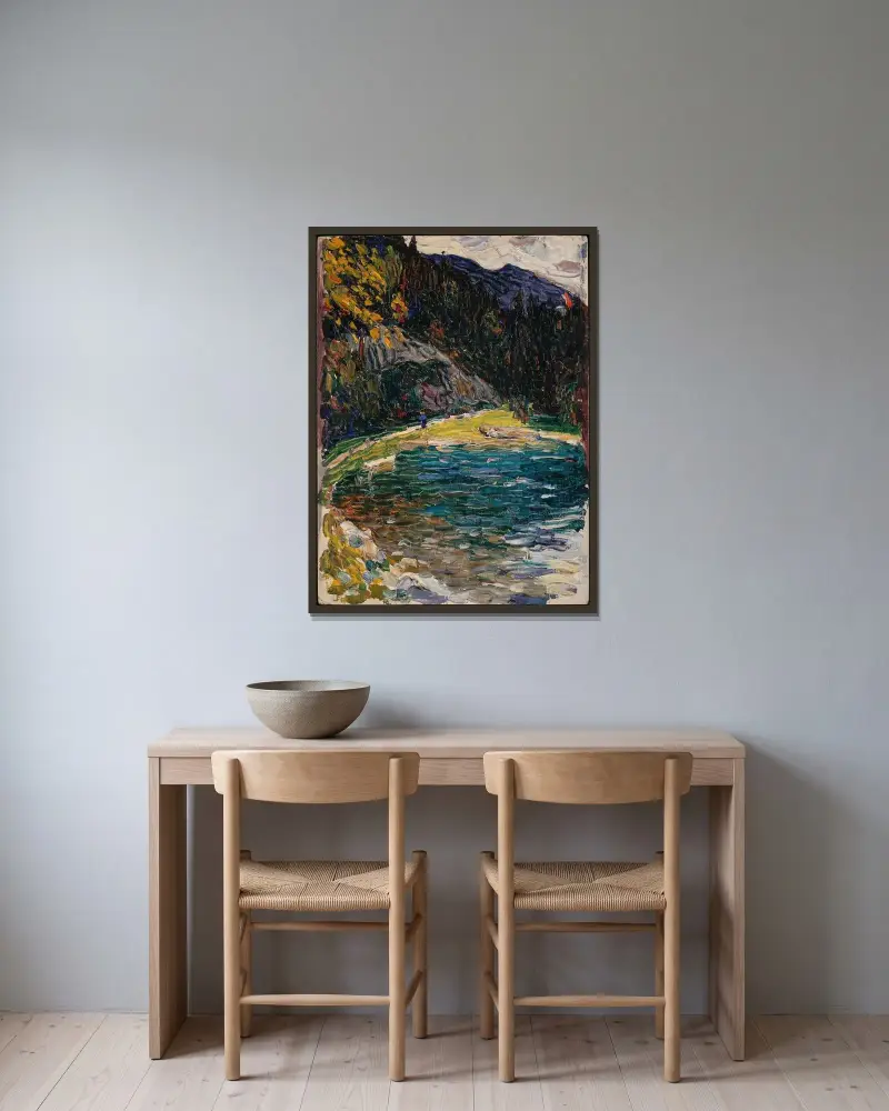 Kochel, gamla Kesselbergstrasse av Wassily Kandinsky inramad på en vägg