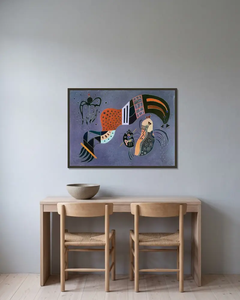 L’Élan tempéré von Wassily Kandinsky gerahmt an einer Wand
