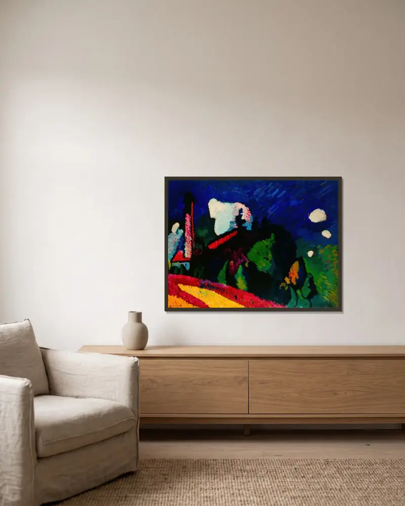 Murnau, Landscape with a Tower av Wassily Kandinsky inramad på en vägg