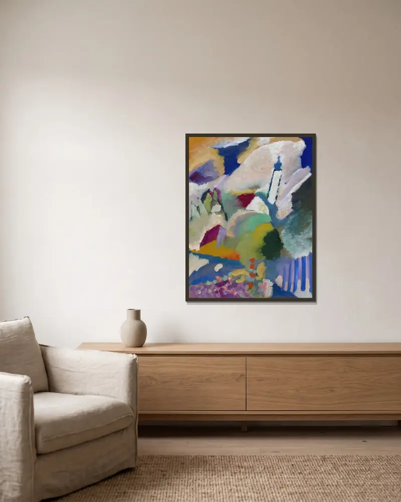 Murnau z kościołem I, Wassily Kandinsky w ramie na ścianie