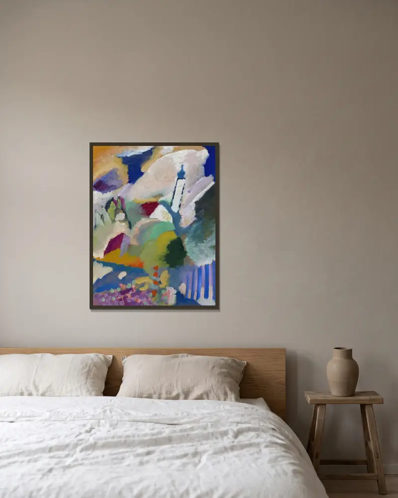 Murnau z kościołem I, Wassily Kandinsky w ramie na ścianie