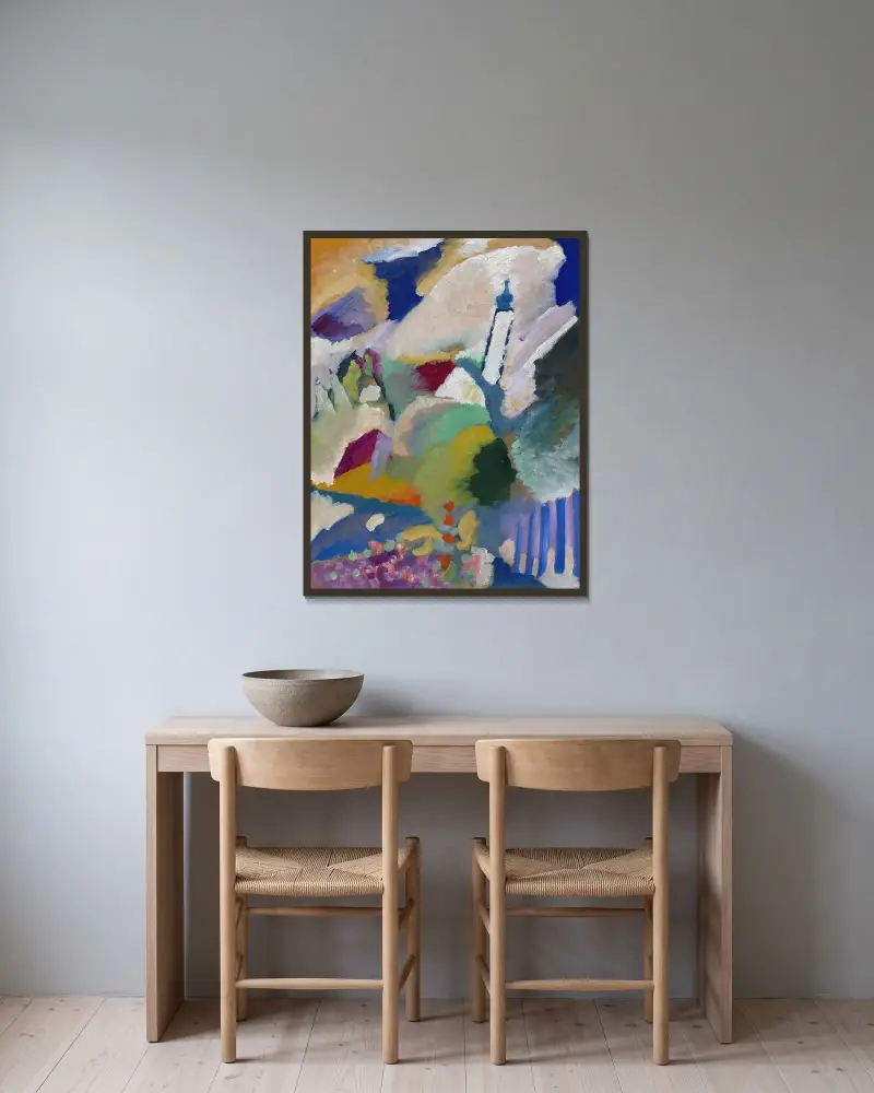 Murnau z kościołem I, Wassily Kandinsky w ramie na ścianie