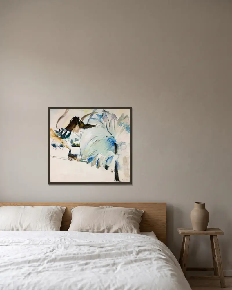 Murnau med lokomotiv av Wassily Kandinsky inramad på en vägg