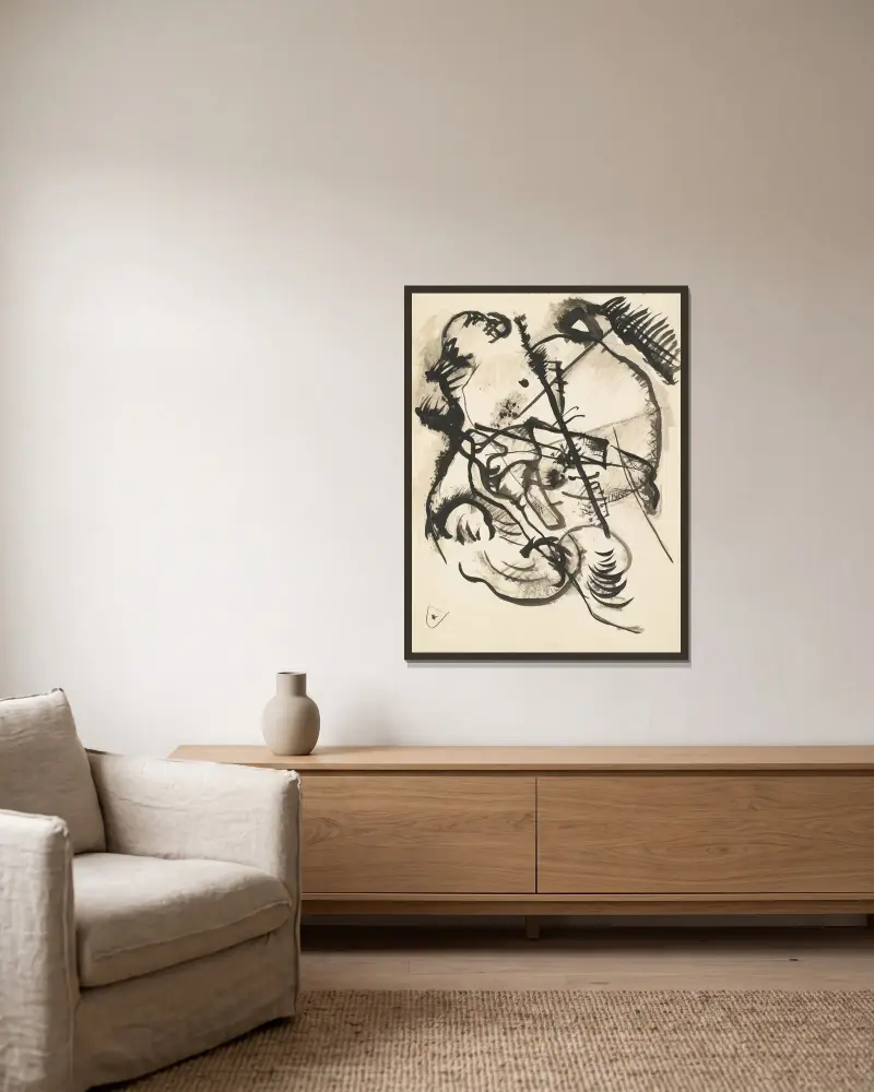Ohne Titel – Nr. 1 von Wassily Kandinsky gerahmt an einer Wand