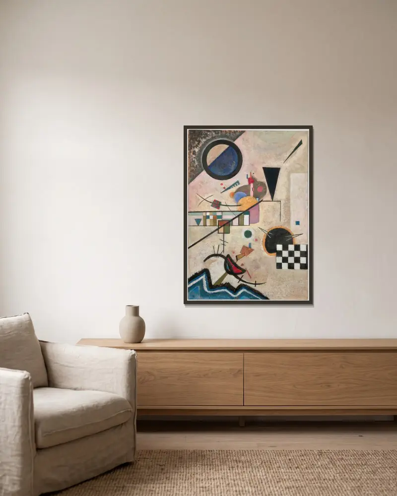 Opposing Accords av Wassily Kandinsky inramad på en vägg