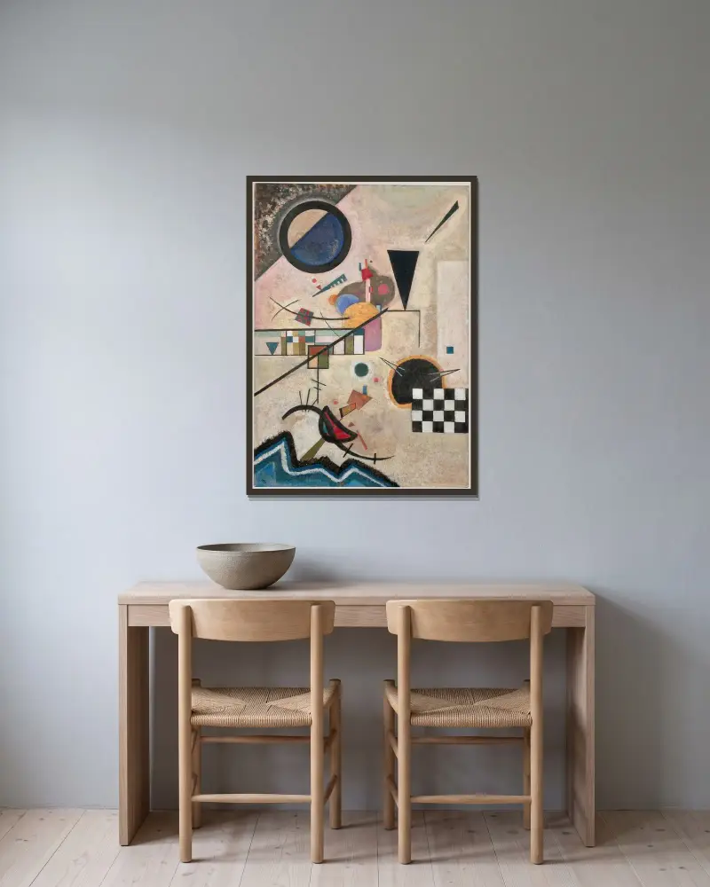 Opposing Accords av Wassily Kandinsky inramad på en vägg