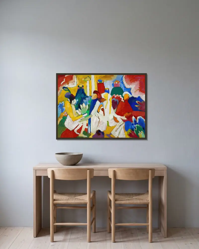 Oriental av Wassily Kandinsky inramad på en vägg