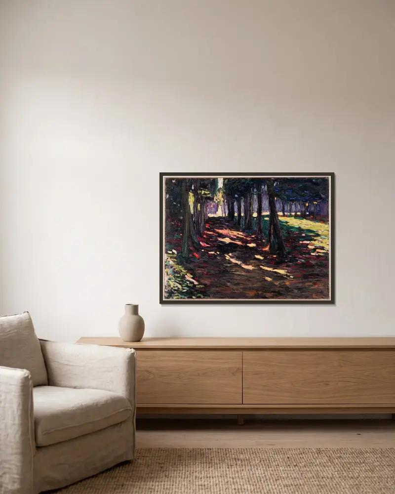Parken i Saint-Cloud, skuggig stig av Wassily Kandinsky inramad på en vägg