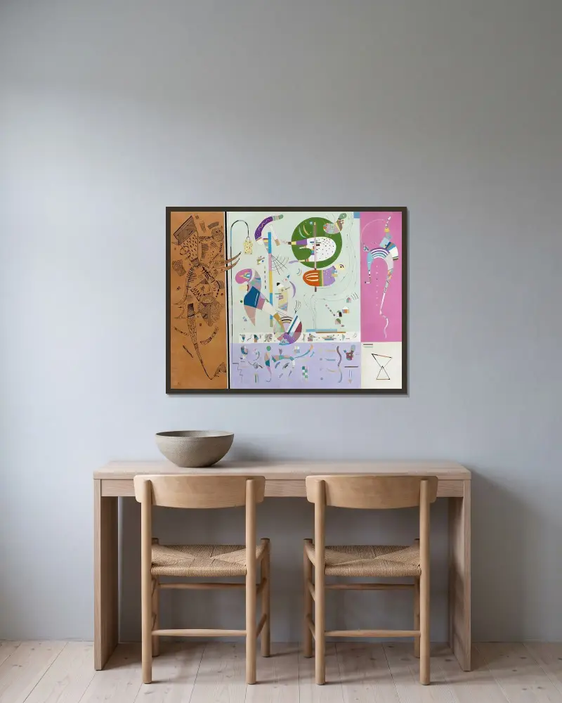 Verschiedene Parteien von Wassily Kandinsky gerahmt an einer Wand