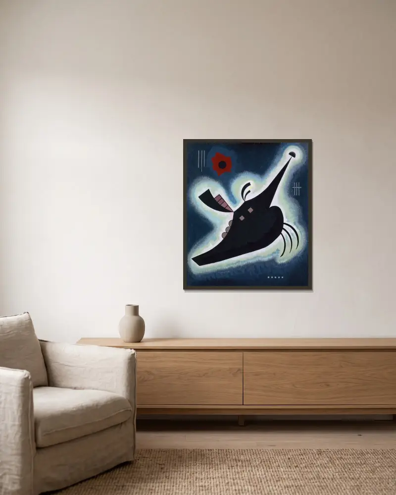Pointy black av Wassily Kandinsky inramad på en vägg
