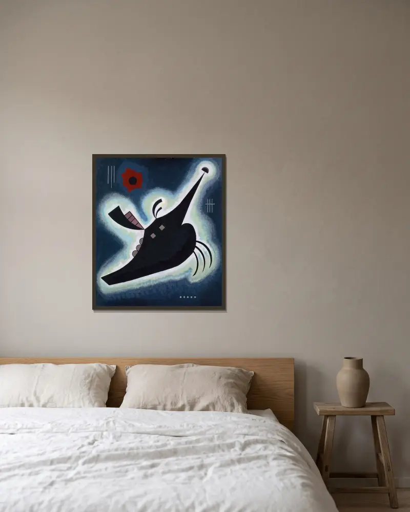 Pointy black av Wassily Kandinsky inramad på en vägg
