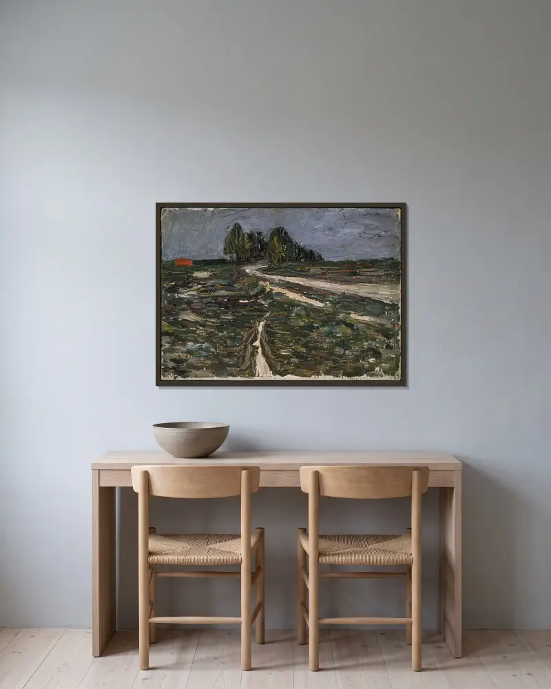 Poplars av Wassily Kandinsky inramad på en vägg