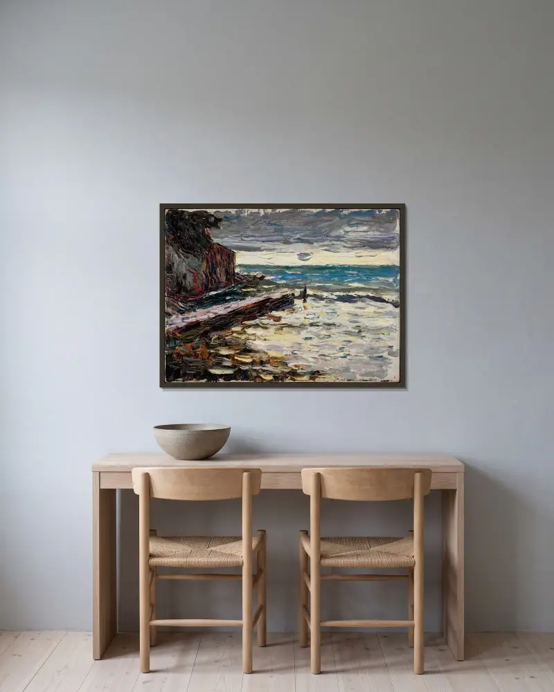 Rapallo, Stormy Sea av Wassily Kandinsky inramad på en vägg