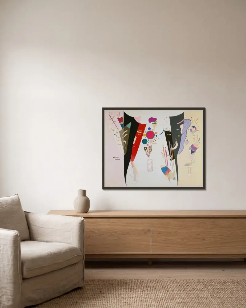 Reciprocal Accord av Wassily Kandinsky inramad på en vägg