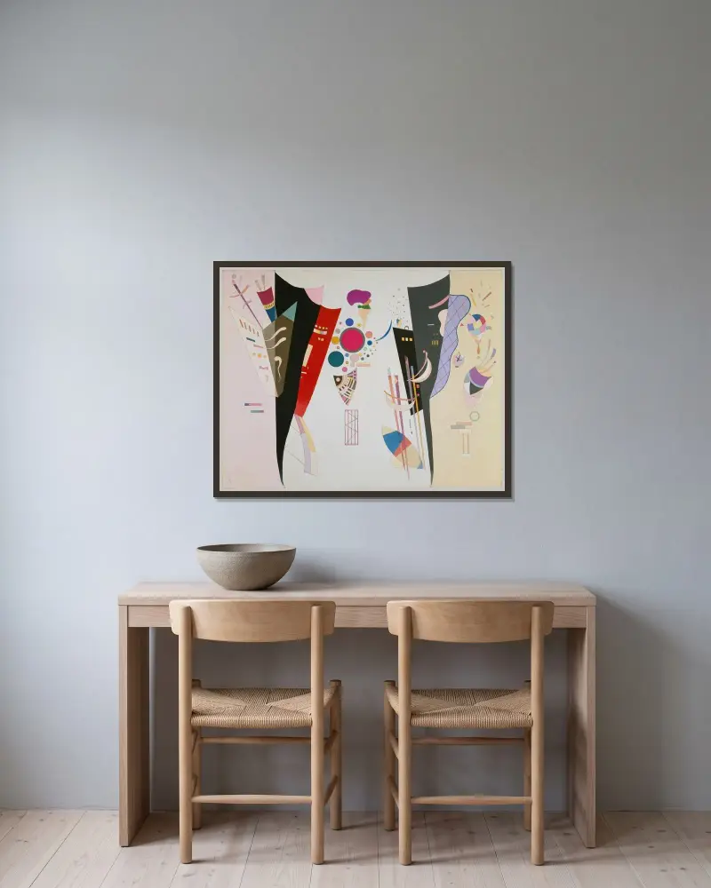 Reciprocal Accord av Wassily Kandinsky inramad på en vägg