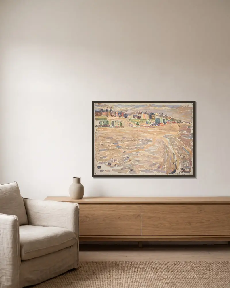 Scheveningen av Wassily Kandinsky inramad på en vägg